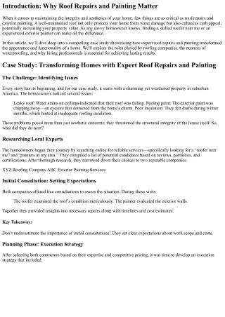 Case Study: Transforming Homes with Expert Roof Repairs and Painting