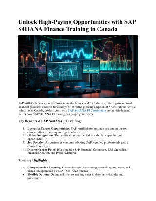 Unlock High-Paying Opportunities with SAP S4HANA Finance Training in Canada