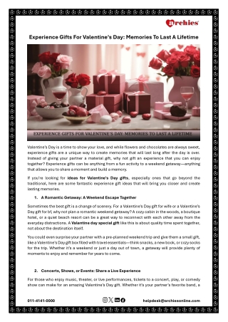 Experience Gifts For Valentine's Day: Memories To Last A Lifetime