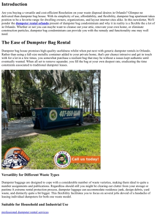 Dumpster Bag Rental: A Flexible Alternate in Orlando