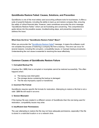 QuickBooks Restore Failed_ Causes, Solutions, and Prevention