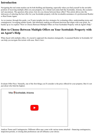 How to Choose Between Multiple Offers on Your Scottsale Property with an Agent's