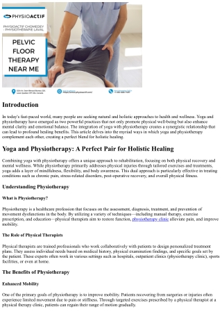 “Yoga and Physiotherapy: A Perfect Pair for Holistic Healing”