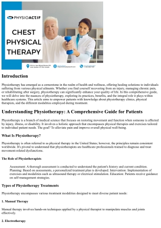 Understanding Physiotherapy: A Comprehensive Guide for Patients