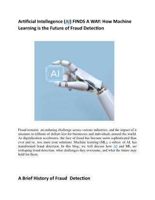 Artificial Intelligence (AI) FINDS A WAY: How Machine Learning is the Future of