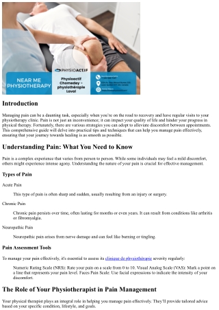 “Tips for Managing Pain Between Your Physiotherapy Appointments”