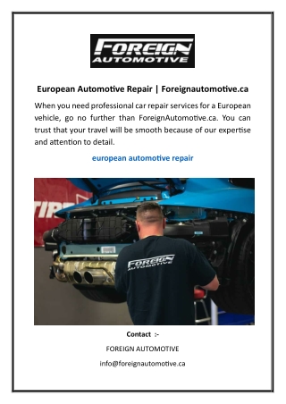 European Automotive Repair | Foreignautomotive.ca