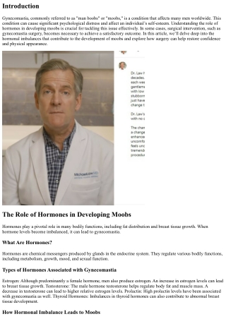 The Role of Hormones in Developing Moobs and How Surgery Can Help