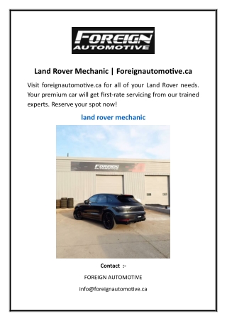 Land Rover Mechanic | Foreignautomotive.ca