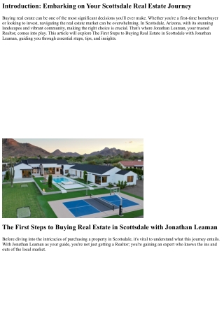 The First Steps to Buying Real Estate in Scottsdale with Jonathan Leaman