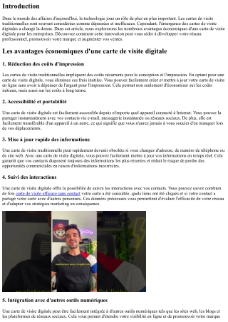 Les avantages économiques d'une carte de visite digitale