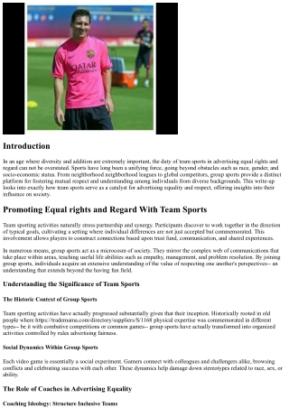 Advertising Equal Rights and Respect Through Team Sports