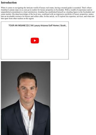 Jonathan Leaman: Your Go-To Realtor for Luxury Properties in Scottsdale