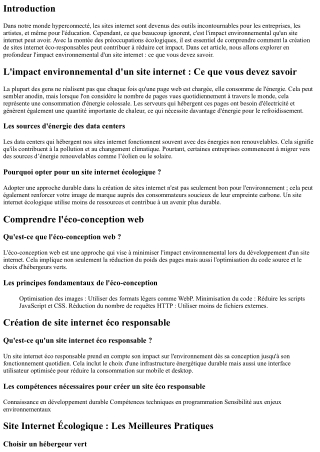 L'impact environnemental d'un site internet : Ce que vous devez savoir