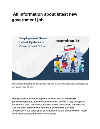 All information about latest new government job