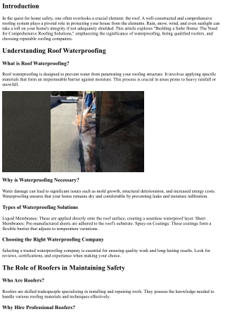 “Building a Safer Home: The Need for Comprehensive Roofing Solutions”