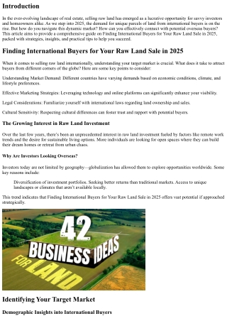 Finding International Buyers for Your Raw Land Sale in 2025