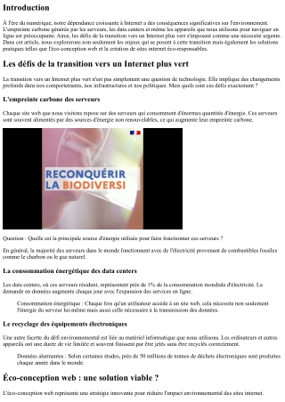 “Les défis de la transition vers un Internet plus vert”