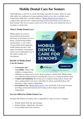 Mobile Dental Care for Seniors