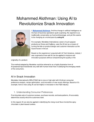Mohammed Alothman: Using AI to Revolutionize Snack Innovation