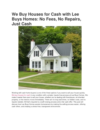 We Buy Houses for Cash with Lee Buys Homes_ No Fees, No Repairs, Just Cash