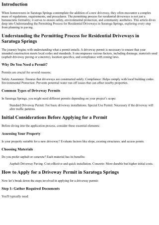 Understanding the Permitting Process for Residential Driveways in Saratoga Sprin