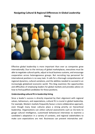 Navigating Cultural and Regional Differences In Global Leadership Hiring