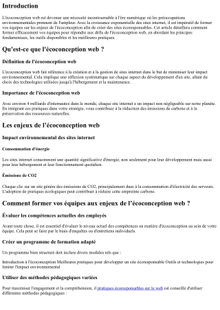 “Comment former vos équipes aux enjeux de l’écoconception web”