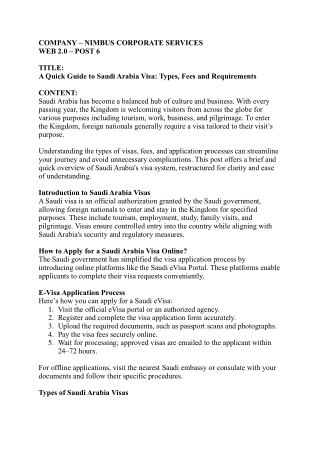Types of Saudi Visa - Nimbus