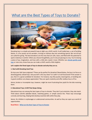 What are the Best Types of Toys to Donate