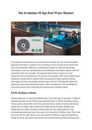 The Evolution Of Spa Pool Water Heaters