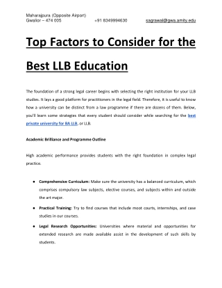 Top Factors to Consider for the Best LLB Education