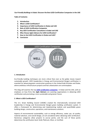 Discover the Best LEED Certification Companies in the UAE