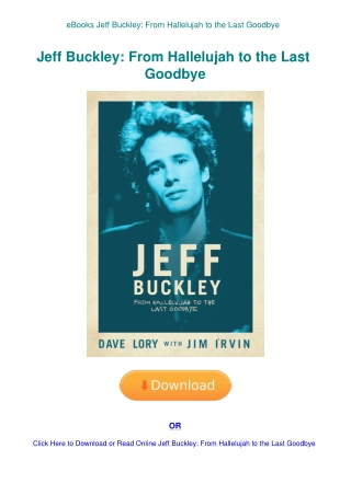 eBooks Jeff Buckley From Hallelujah to the Last Goodbye