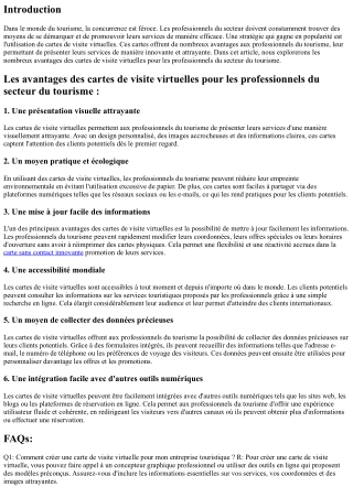 Les avantages des cartes de visite virtuelles pour les professionnels du secteur