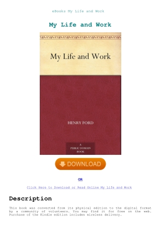 eBooks My Life and Work