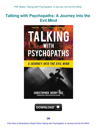 PDF Books Talking with Psychopaths A Journey into the Evil Mind