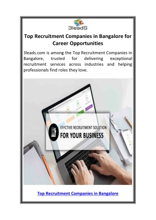 Top Recruitment Companies in Bangalore for Career Opportunities