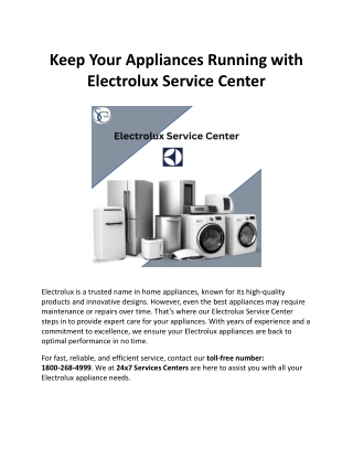 Keep Your Appliances Running with Electrolux Service Center