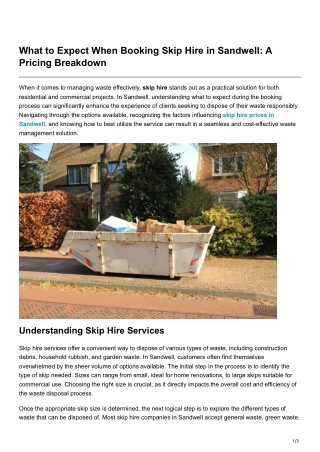 What to Expect When Booking Skip Hire in Sandwell A Pricing Breakdown