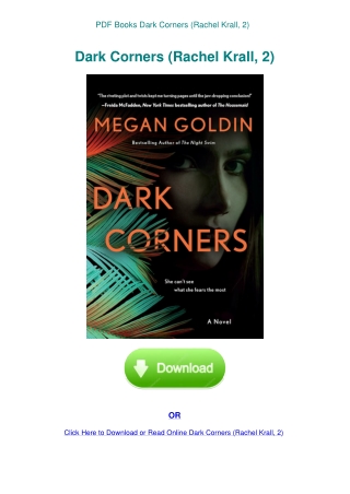 PDF Books Dark Corners (Rachel Krall  2)