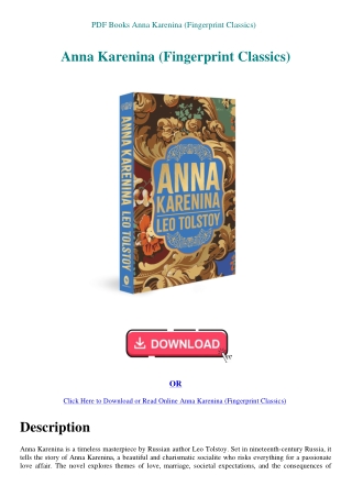 PDF Books Anna Karenina (Fingerprint Classics)