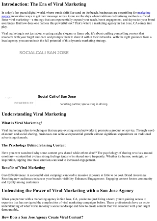Unleashing the Power of Viral Marketing with a San Jose Agency.