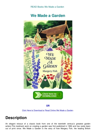 READ Books We Made a Garden