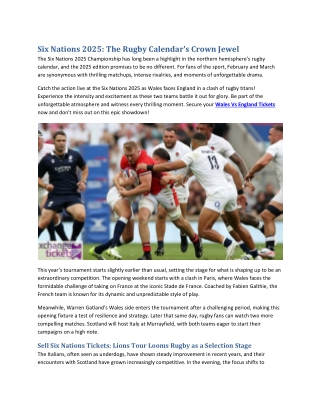 Six Nations 2025 The Rugby Calendar's Crown Jewel