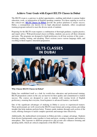 Achieve Your Goals with Expert IELTS Classes in Dubai