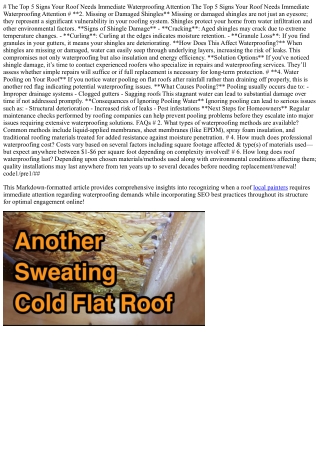 The Top 5 Signs Your Roof Needs Immediate Waterproofing Attention