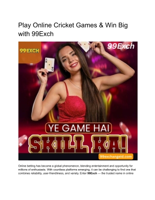 Play Online Cricket Games & Win Big with 99Exch