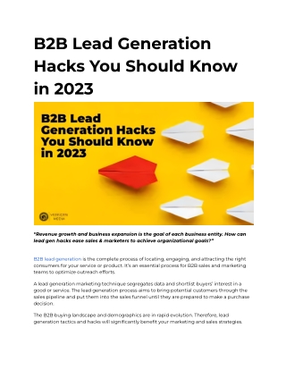 B2B Lead Generation Hacks You Should Know in 2023