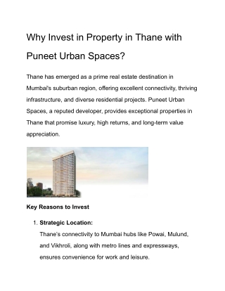 Property in Thane: High-Quality Homes by Puneet Urban Spaces